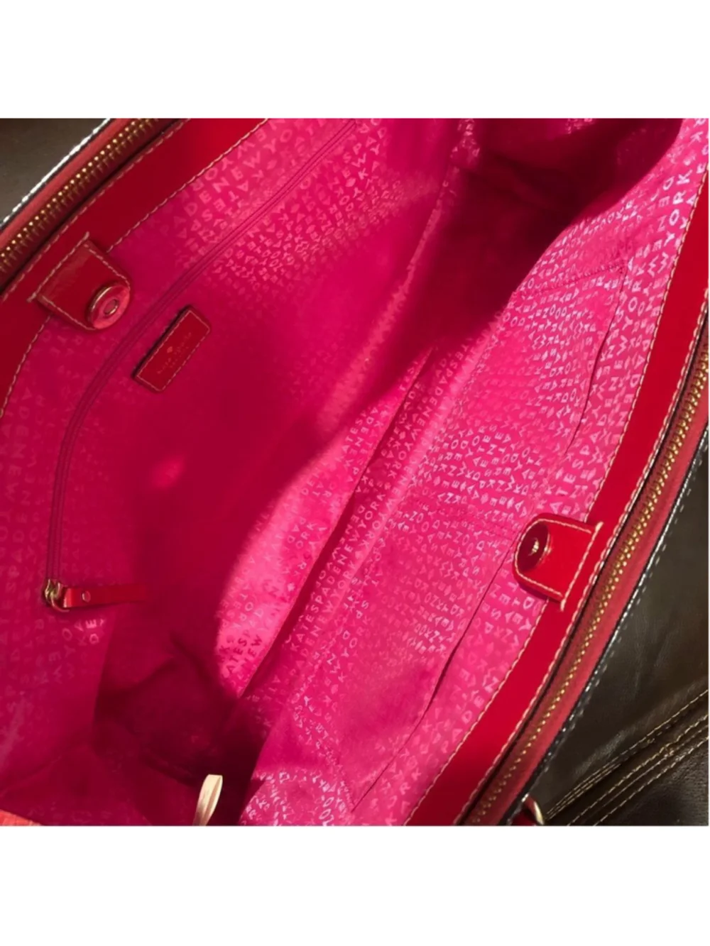 KATE SPADE Large Red Leather Tote Briefcase Shoulder Bag with Three Sections